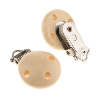 

Natural Infant Baby Wooden Pacifier Suspender Clips Holder Soother Dummy Nipple