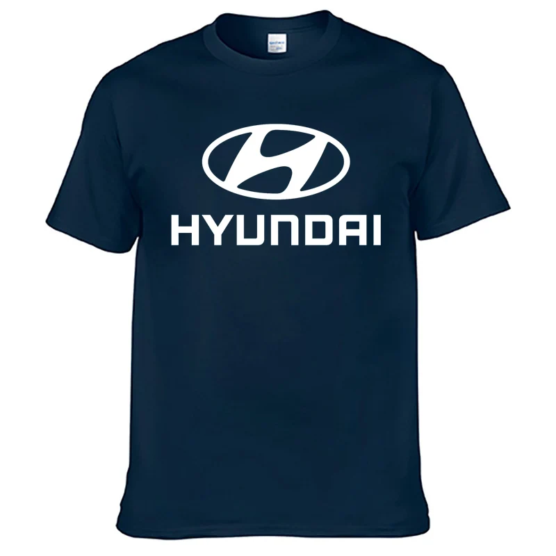 Мужская футболка с коротким рукавом с логотипом автомобиля hyundai летняя повседневная мужская однотонная хлопковая Футболка модная мужская одежда Harajuku