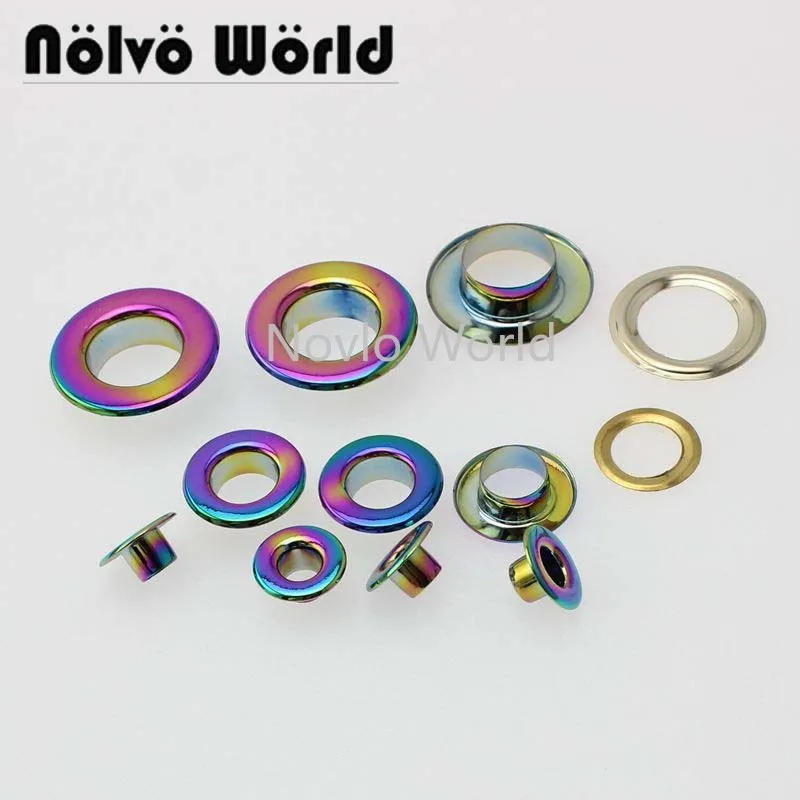 

10 pieces test, inner width 5/8/10/12mm, rainbow iron eyelet metal eyelets with grommet for leather craft belt bag tag clothes