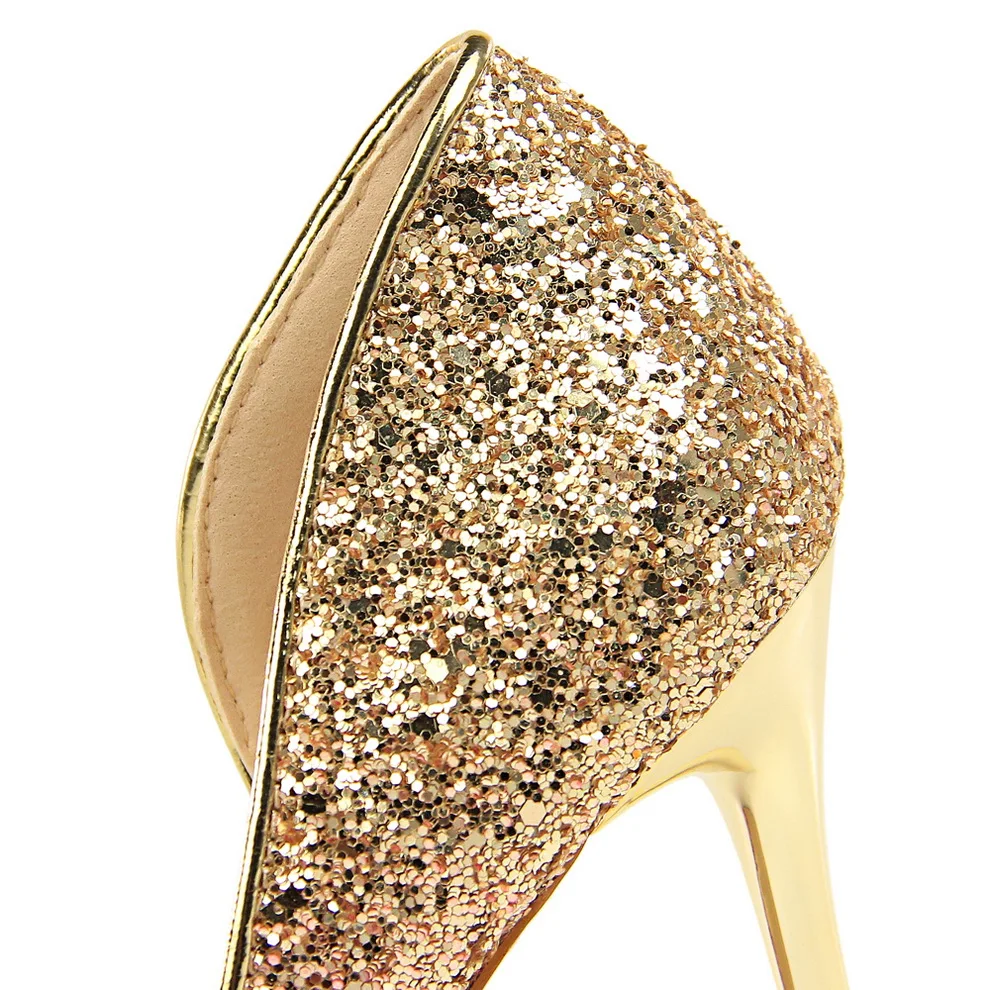 Женщины 9 см блестящие туфли на высоком каблуке с пайетками ботинки сандалии женский цвет серебристый, Золотой Escarpins; женские вечерние свадебные Scarpins Talons обувь