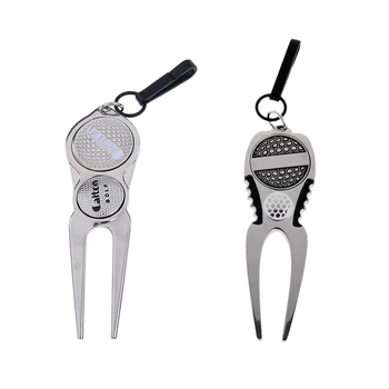 

2 Pieces Alloy Clip On Golf Divot Tool With Magnetized Ball Marker