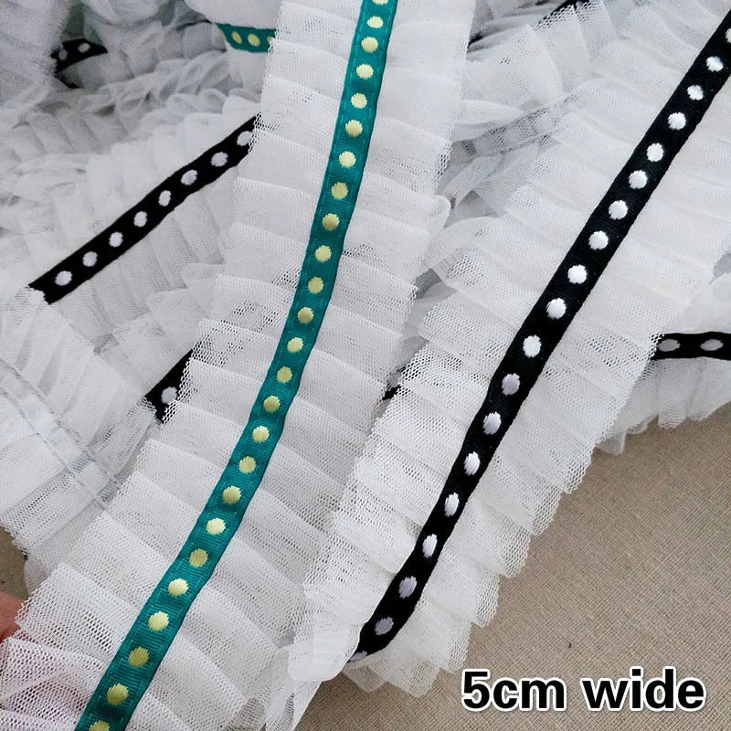 

Center Pleated White Mesh Three Dimensional Lace DIY Hair Accessories Pet Doll Clothes Home Cloth Art Children Clothing Trim