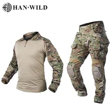 Calças de caça g3 terno tático militar uniforme multicam forças terno caça calça combate camisa calças airsoft militaire com almofadas