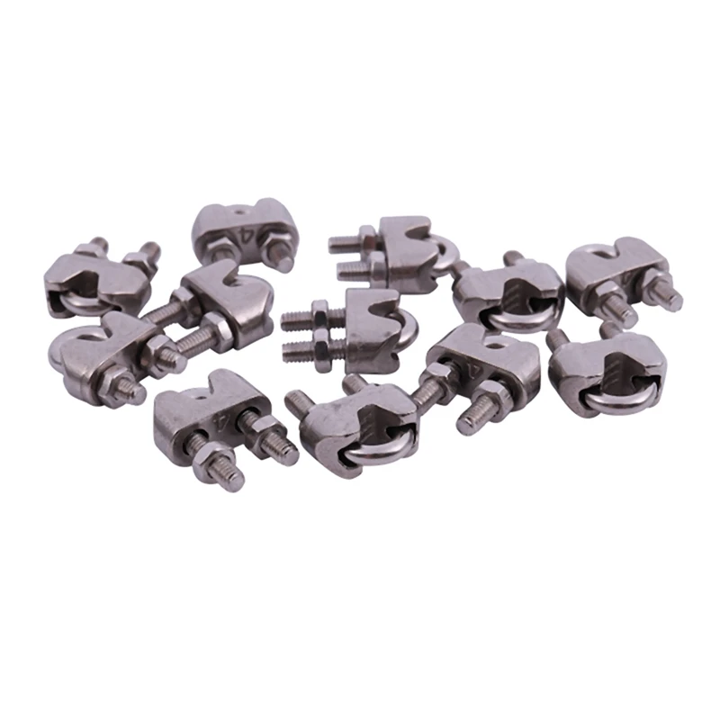 

12 Pcs Threaded 6.5mm 1/4" Wire Rope Clip Cable Clamp Fastener