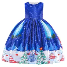 Розничная, детские летние платья для От 3 до 8 лет девочек, платья с принтом снежинки, детское рождественское свадебное платье для девочек, L5050