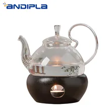 Керамический подсвечник в японском стиле, прозрачный стеклянный цветочный чайник, теплее, база для чая, кофейник, чайник, аксессуары для чайной церемонии