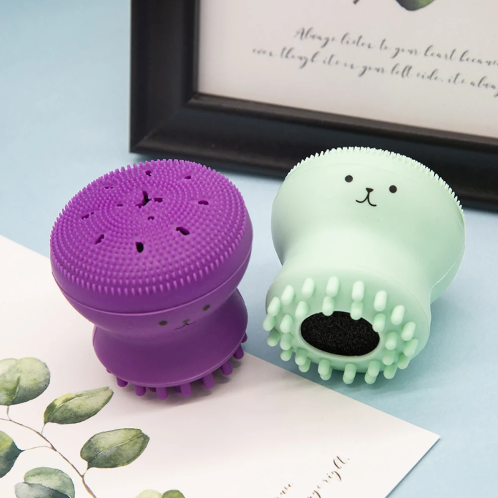 Hot Silicone Face Cleansing Brush Facial Cleanser Pore Cleaner Exfoliator Scrub Washing Skin Care Small Octopus Shape | Красота и