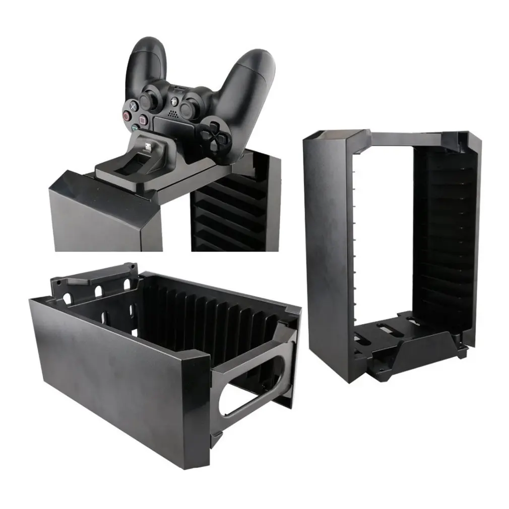 Черный цвет игровой диск башня вертикальная подставка для PS4 DualShock контроллер зарядная док-станция для playstation 4 PRO Slim