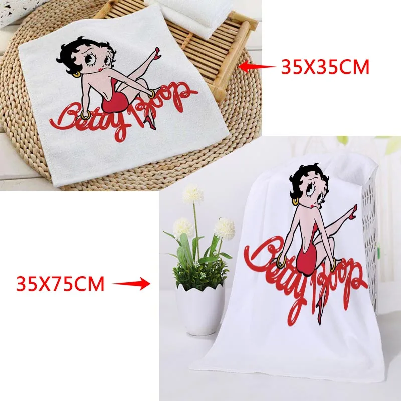 Новое поступление на заказ Betty Boop полотенце для лица с рисунком из микрофибры квадратные прямоугольные полотенца Размер 35x35 см 35x75 см - Цвет: 12