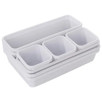 

Organizer Box Trays Home Office Storage Kitchen Bathroom Closet Desk Box Drawer Organization Tray Cutlery Stationery White