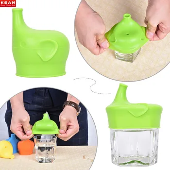 Elephant-Shaped Silicone Cup Lid Children Training Suction Cup Drink Bottle Spill-proof Cap Nozzle Soft Water Bottle Mouth cover