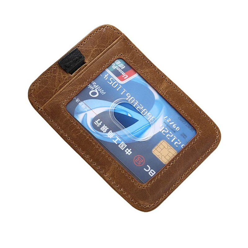 1 PC Men Genuine Leather Credit Card Holder Men Vintage Cow Leather Card Holder Bag Small Card ID Wallets Dropship Wholesale New