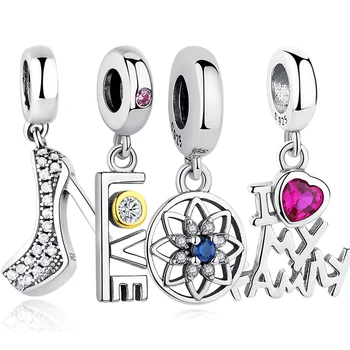 

Fit Original Charm Bracelet 925 Sterling Silver Bead High Heels Shoes Clear CZ Crystal European Charms Bead DIY Jewelry