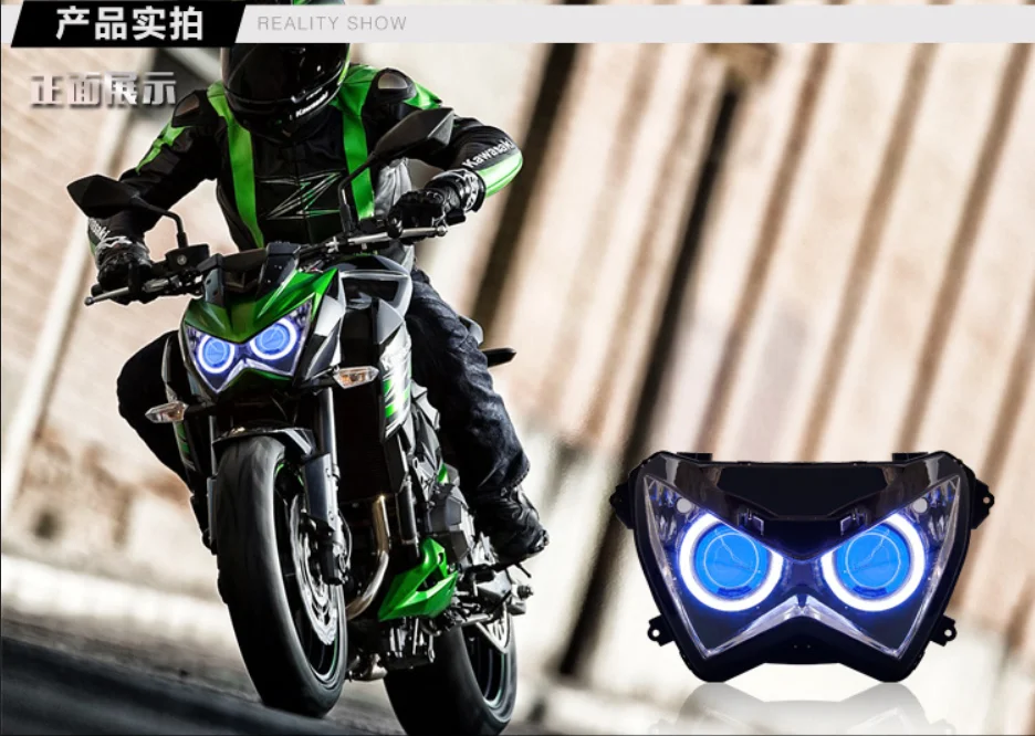 Передняя фара в сборе для Kawasaki Z800 Z250 HID Halo Eye проектор Z 800 250 2013 2016 аксессуары