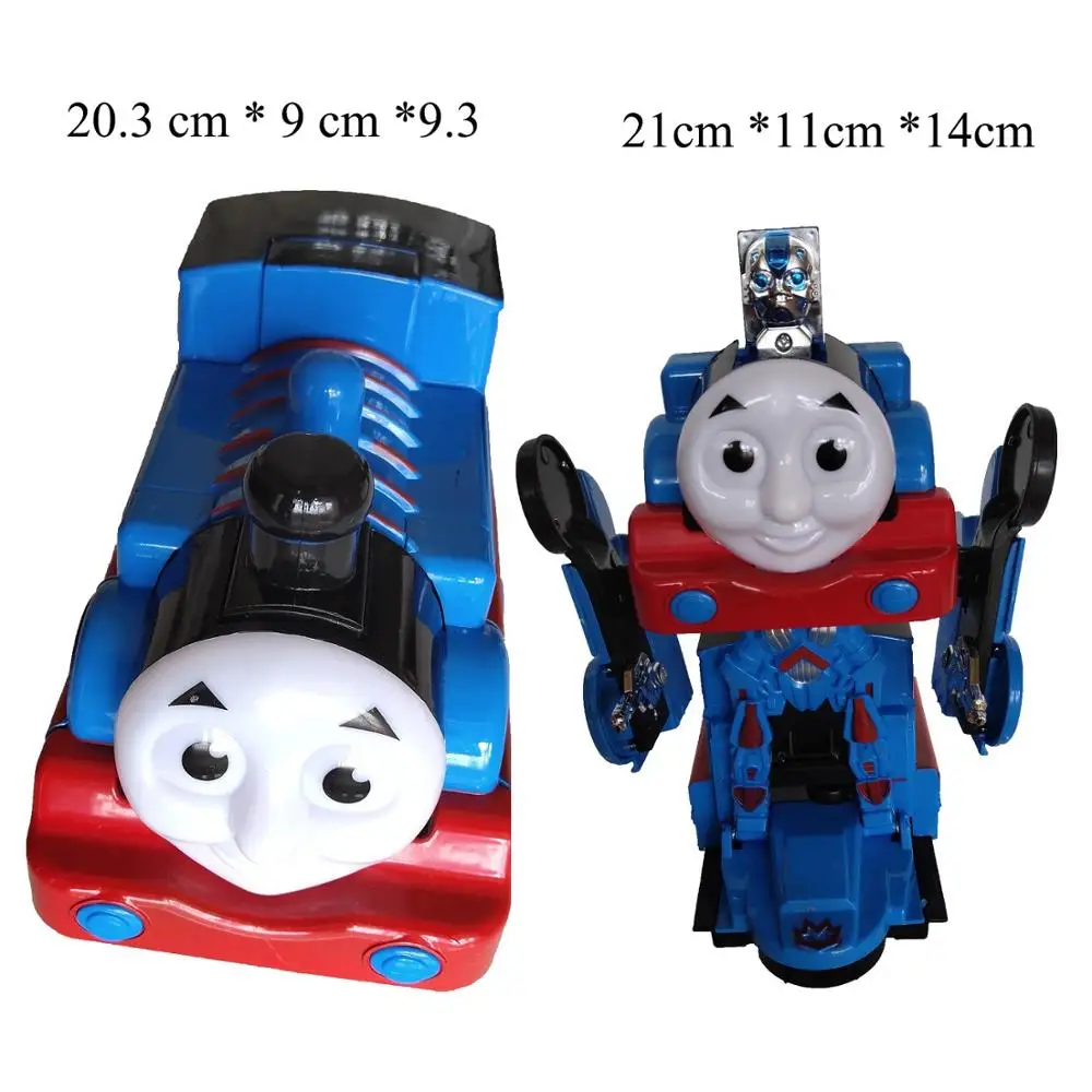 

Car electric automatic transformation robot toy train LED light Thomas free walking 360Â° rotating car production direct wholesal