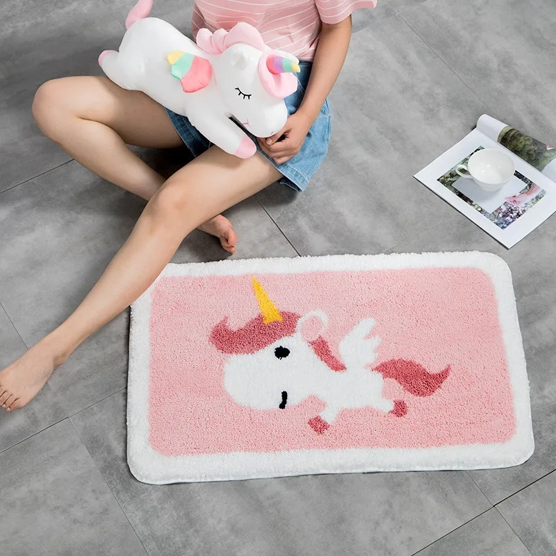 

Cute Cartoon Thickened flocking mat bathroom absorbent mat home entry door pad living room bedroom carpet