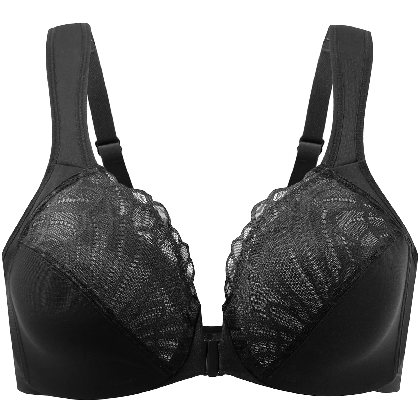 MELENECA Front Closure Bras for Women Underwire Sexy Lace Cup Cushion Strap