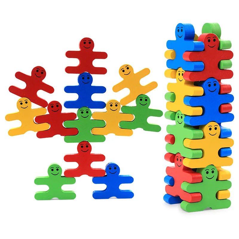  Colorful Wooden Building Blocks Toys for Children Balance Thinking Training Game Wood Stack Kinderg - 4000328894457