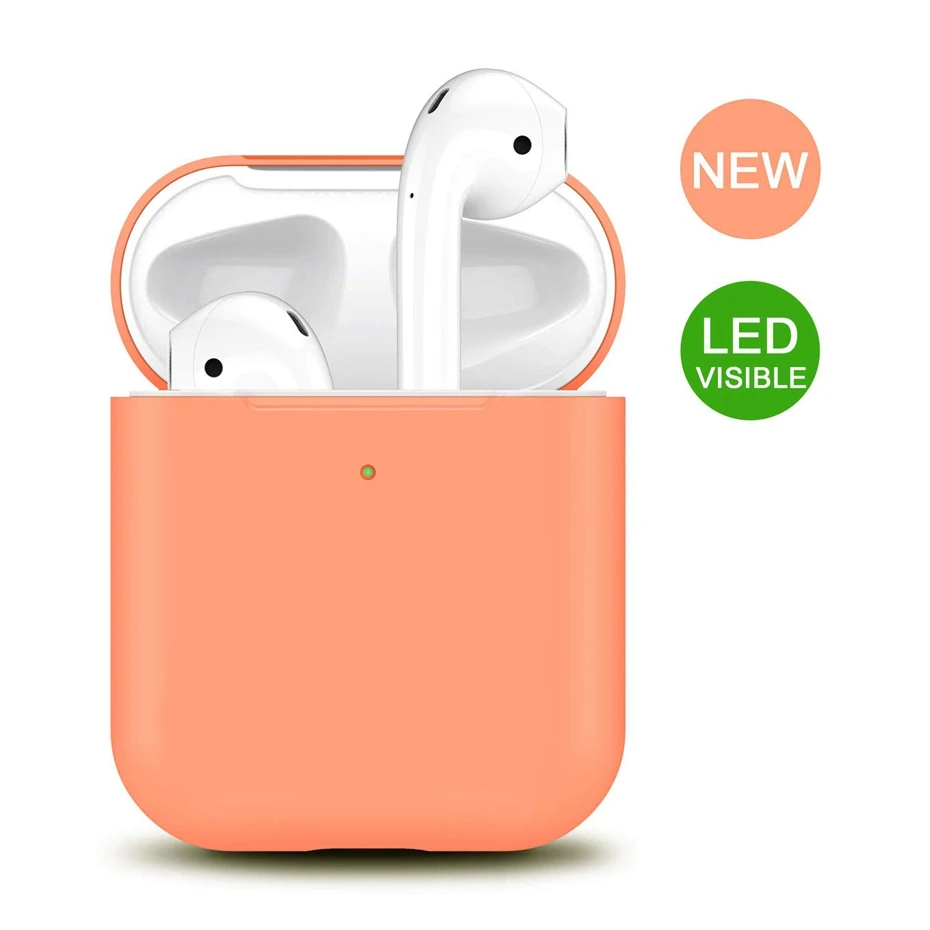 Силиконовый чехол для AirPods 2 Чехол для зарядки наушников чехол для Apple AirPods Air Pod 1 2 Bluetooth коробка гарнитура защитный чехол - Цвет: Orange