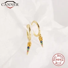 925 Sterling Silver Multicolor CZ Mini Zircon Geometric Triangle Pendant Stud Earrings for Women Personality Hoop Earrings