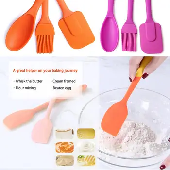 

3Pcs/Set Silicone Baking Spatula Scraper Brush Cake DIY Tool Cooking Supply Baking Pastry Tool for Baking Cooking Butter Mixing
