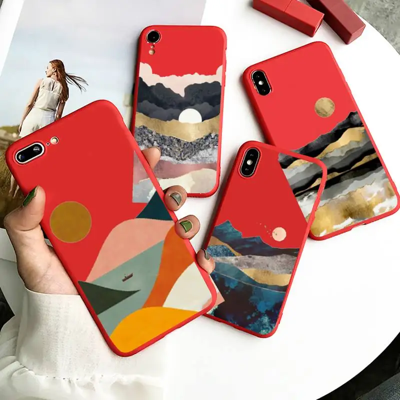 Чехол для iPhone 6 7 8 11 12 s mini pro X XS XR MAX Plus с изображением горного мрамора и Луны |