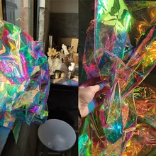 Плотная радужная пленка прозрачная ТПУ зеркальная Лазерная флуоресцентная одежда водонепроницаемая одежда для выступлений дизайнерская ткань для пэтчворк