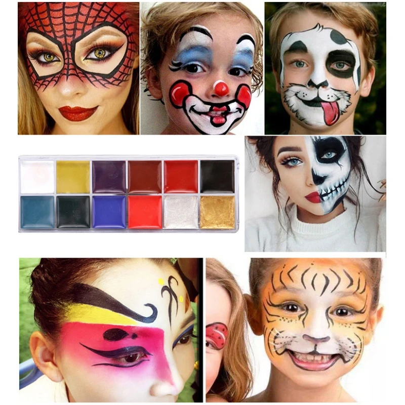 12 colores pintura corporal pigmento maquillaje cara Halloween Show  dedicado pintura arte fantasía belleza maquillaje W1| | - AliExpress