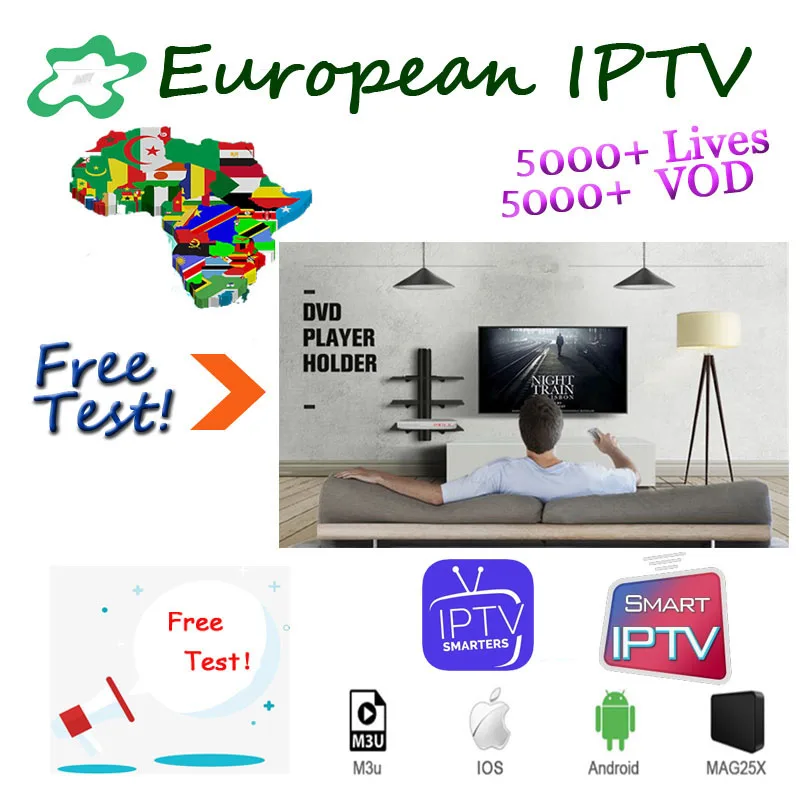 

5000+ Live IPTV Subscription France Spain Portugal USA Arabic UK Spain German Italy Adult Android Box M3U Smart TV MAG