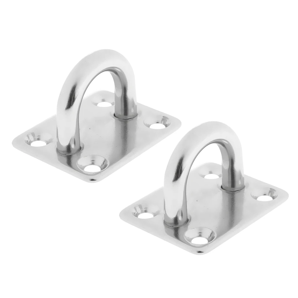 2Pcs Heavy Duty 8mm Square Pad Eye Plate Shade Ring Hook Hardware Accessory
