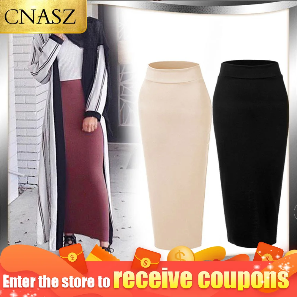 Online Faldas atado de tubo de punto de diseñador para mujeres musulmanas las niñas usan falda ajustada Sexy larga