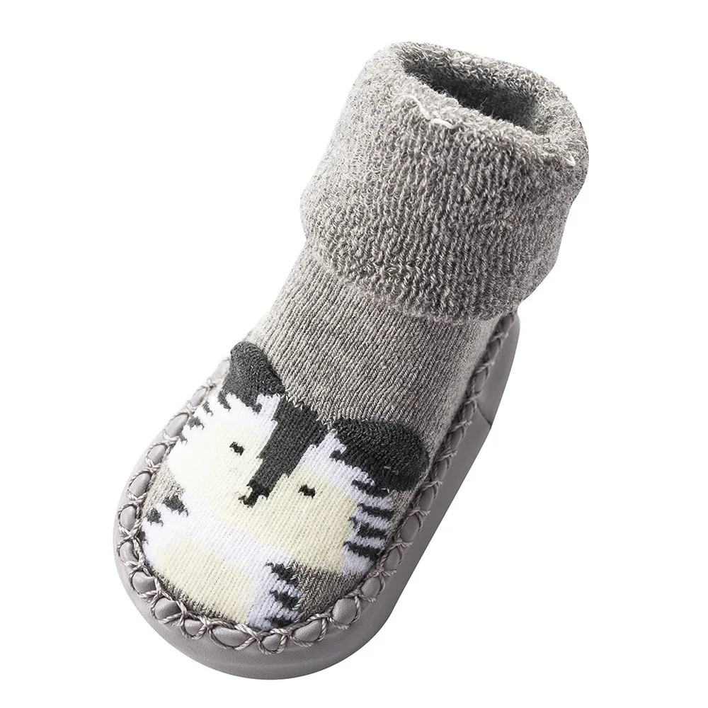 Детские носки г., осенне-зимние милые теплые носки-тапочки с рисунком для новорожденных мальчиков и девочек Нескользящие носки для малышей, L400903