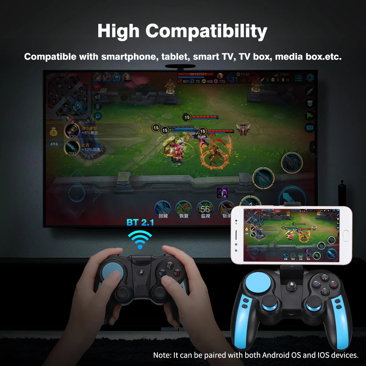 SENZE SZ-A1019 беспроводной геймпад игровой контроллер для Android/iOS Смартфон BT2.1 игровой контроллер Джойстик для PUBG с держателем