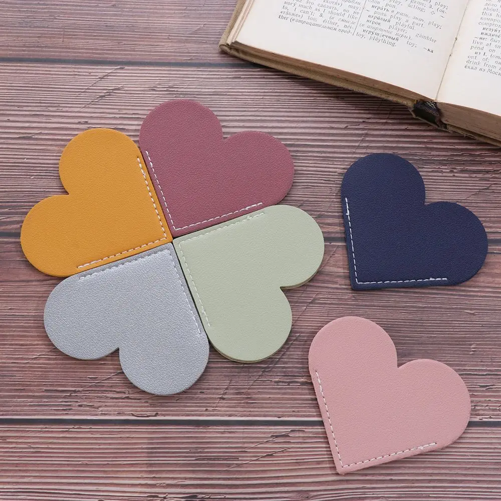 Love Heart Leather Bookmark Heart-Shaped Book Page Clip Corner Protective Cover | Канцтовары для офиса и дома