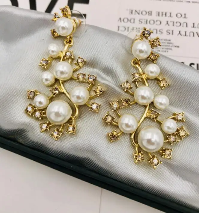 CSxjd Luxury Jewelry pearl Crystal Earrings - Окраска металла: white