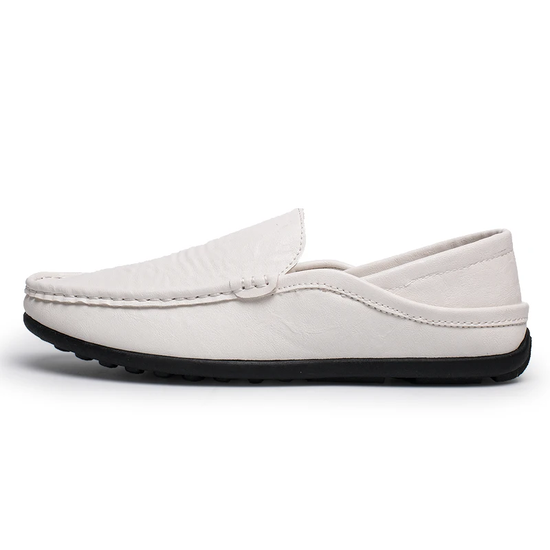 Leather white Летняя Новинка; Легкая удобная дышащая обувь в горошек для вождения; модная роскошная мужская повседневная обувь высокого качества - Цвет: Leather white