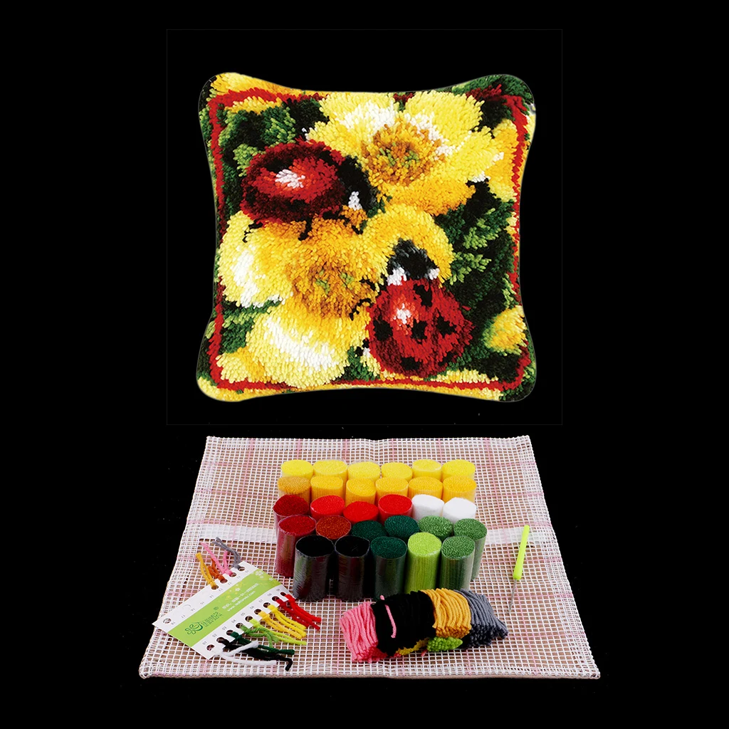 Latch Hook Rug Kits Rabbit Kitten Giraffe Wolf DIY Pillow Case Material Package