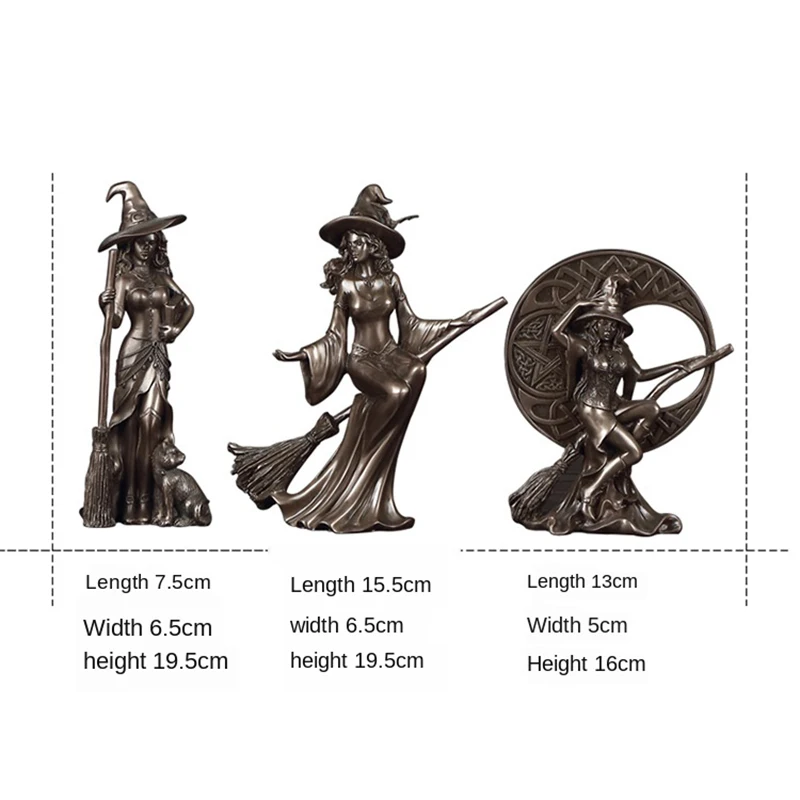 New European Style Retro Home Accessories Ornaments Copper-plated Witch Crafts Characteristic Creative Resin Statue Crafts