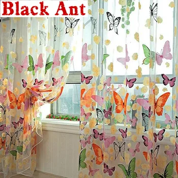 

Butterfly offset Printed Voile Curtains for Living room Bedroom Modern Romantic Sheer Window Treatment Screen Tulle X815F