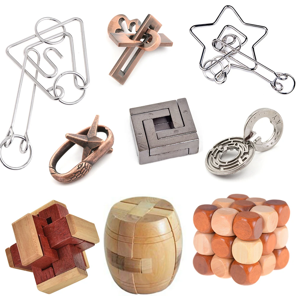 

Головоломка-лабиринт IQ 3D классическая, разблокированный металлический, деревянный, для развития интеллекта, головоломка для мозга, сцепляющиеся головоломки с заусенцами, игра для взрослых, детей, детские игрушки