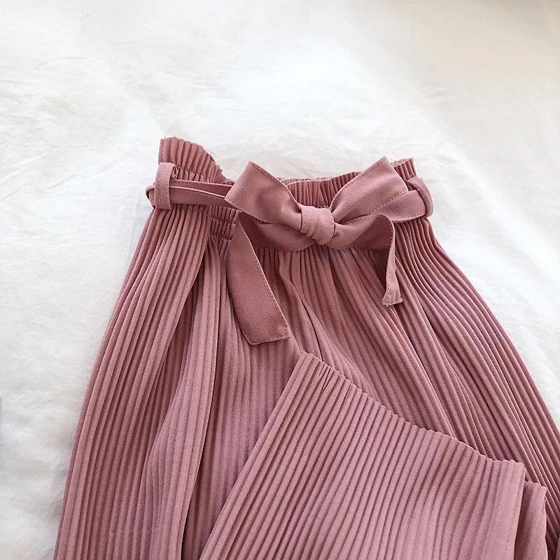Новые корейские женские брюки с широкими штанинами повседневные Вертикальные