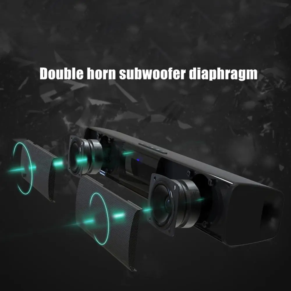 Bluelans BS-28A Portable Bluetooth Stereo Speaker FM Radio TF Card Home Theater Soundbar Desktop TV Sound - ANKUX Tech Co., Ltd