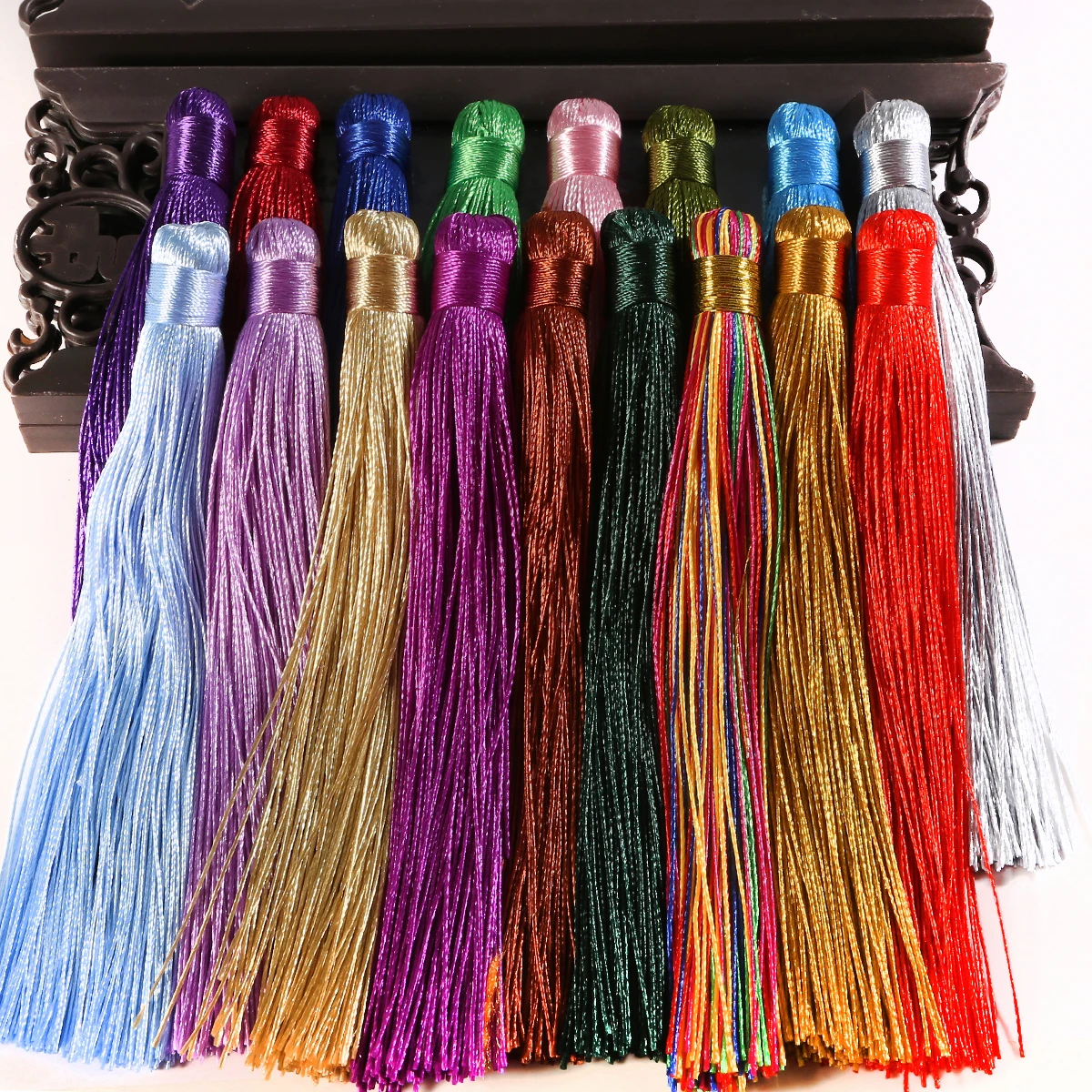 

2Pcs 12cm Mixed Cotton Silk Tassels Earrings Charm Pendant Satin Tassels for DIY Jewelry Making Findings Materials