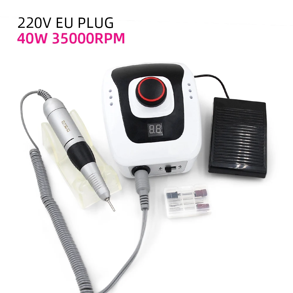 35000RPM EU Plug 30000 об/мин сверлильный станок для ногтей, электрическая пилка для ногтей, маникюрный аппарат для педикюра, Фрезерное Оборудование для дизайна ногтей, набор для удаления геля - Цвет: 35000RPM EU Plug
