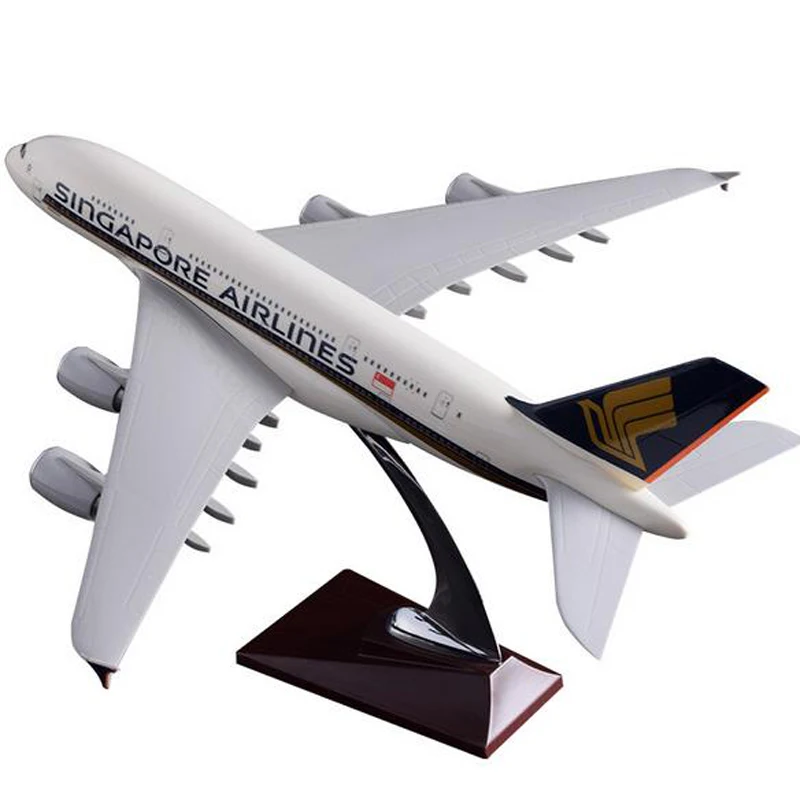 1: 160 весы 45 см модель самолета Аэробус авиакомпании Сингапура A380 с светильник