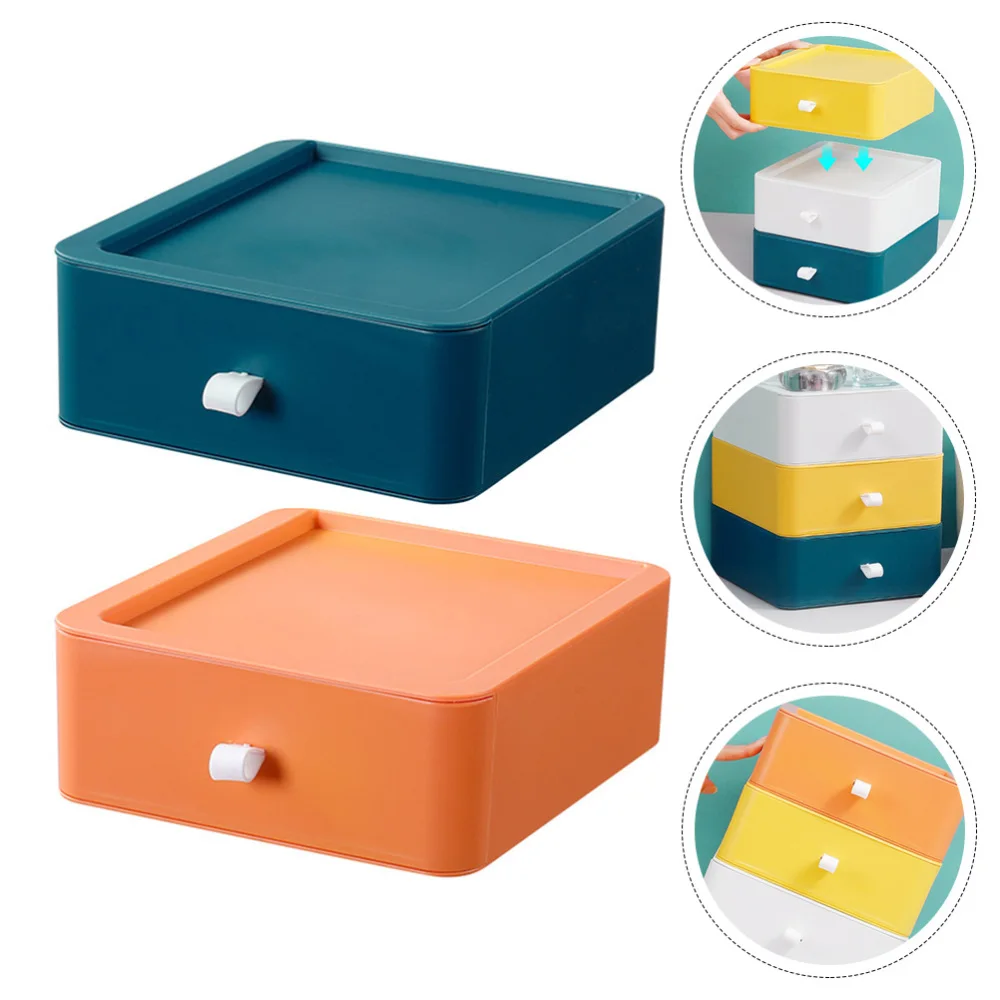 

2Pcs Drawer-Type Creative Stackable Convenient Storage Box, File Case Storage Case