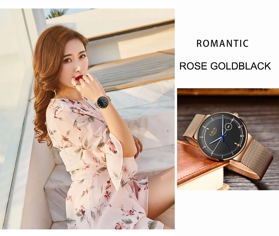 Reloj Mujer LIGE новые женские роскошные брендовые часы простые Кварцевые женские водонепроницаемые наручные часы женские модные повседневные часы