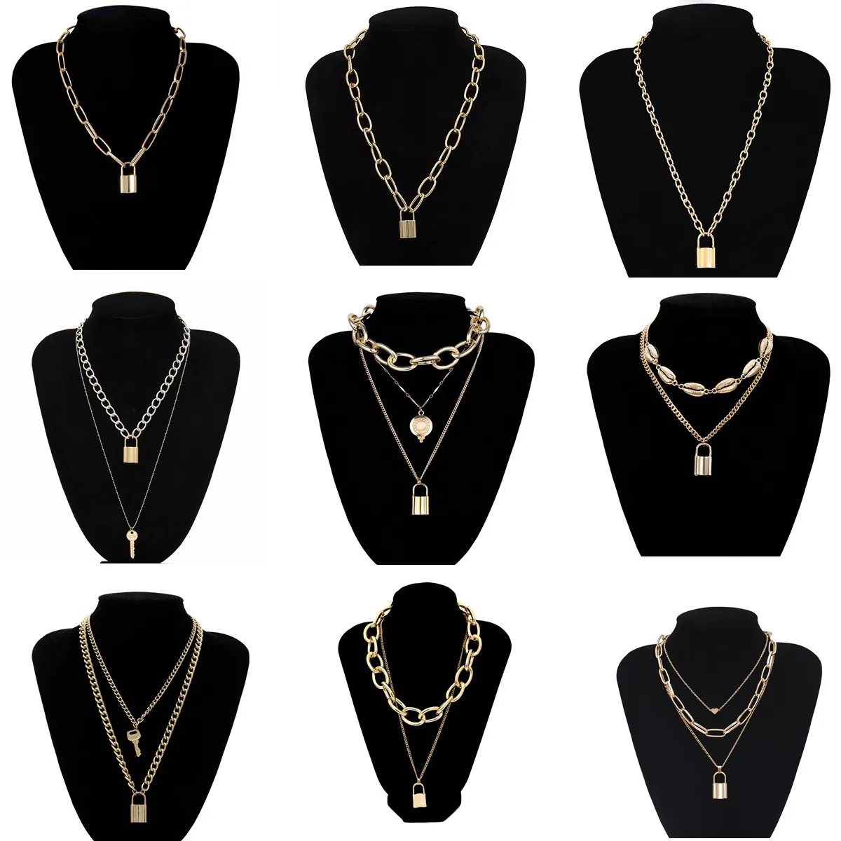 

2020 Fashionable Multi Layered Pendant Necklaces Stacking Women Retro Creative Wild Portrait Necklaces Chain