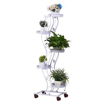 

3/4/5 layers Iron flower rack for living room metal shelves flower metal stand indoor brief plant stand with pulley nordic