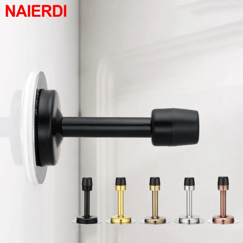 Rubber Wall Mounted Door Stopper Stainless Steel Door Stops Holder Catch Floor Fitting Screws Bedroom Home Hardware silicone door stopper door stopper bumpers door stopper